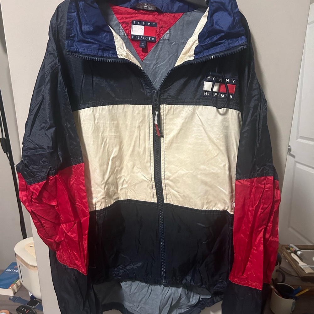 Vintage 90s Tommy Hilfiger Men's Colorblock Jacket - Red, Blue, White